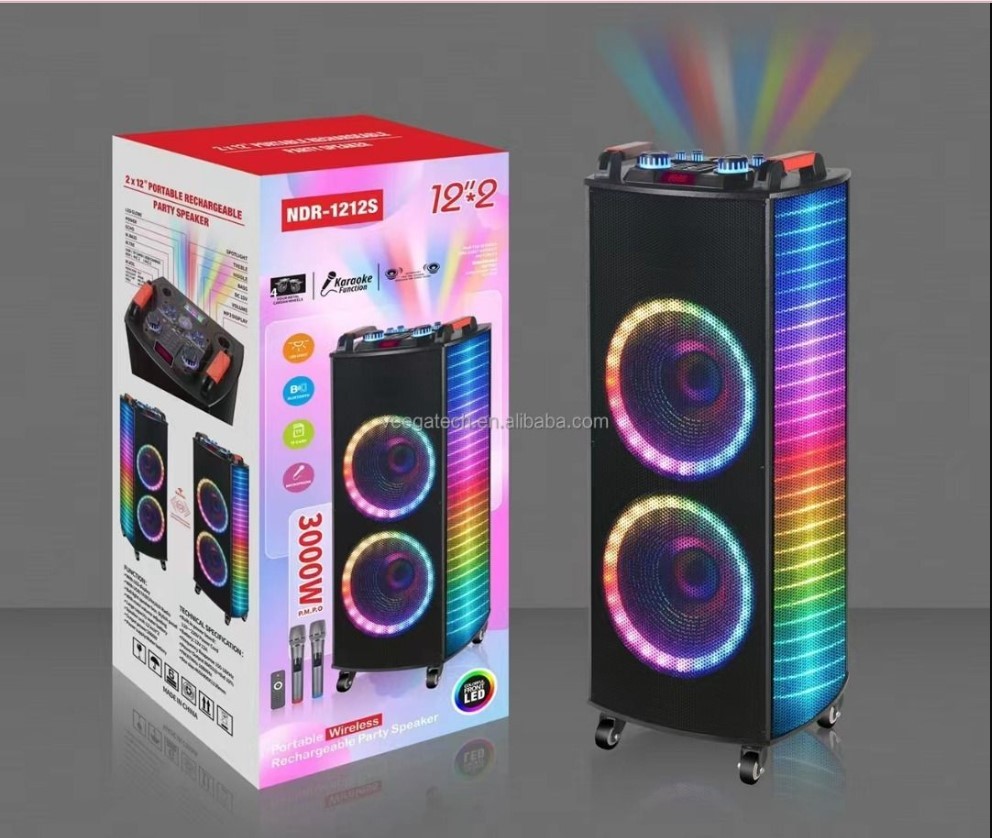 NDR 1212S 12X2 Portable 3000W Wooden Trolley Speaker