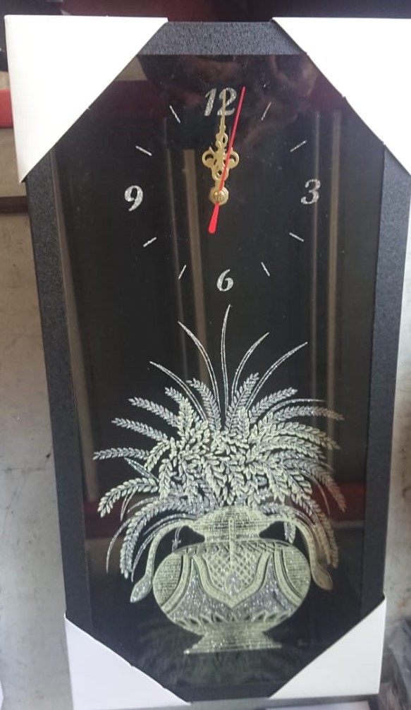 Wall clock crystal porcelain painting 08 inch x 16 inch