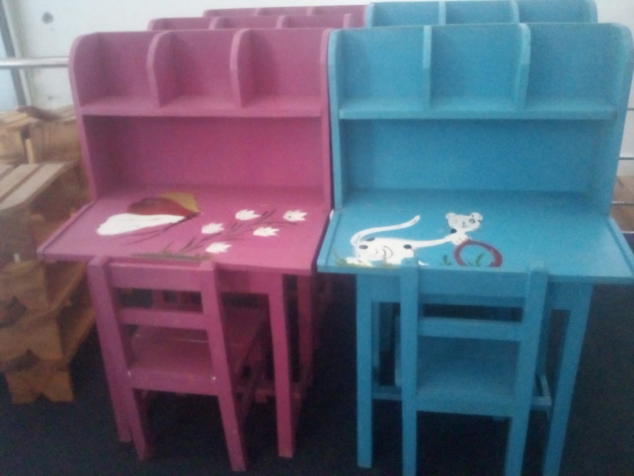 Baby Desk And Desk With Chair And Rack Wood