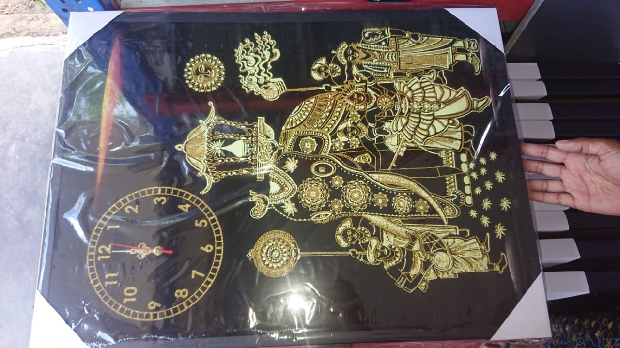 Wall clock crystal porcelain painting 18 inch x 24 inch